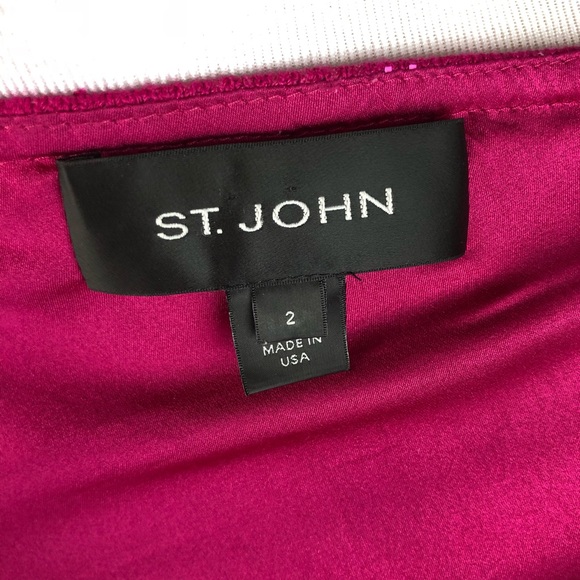 St. John Drape Shoulder Pink Shimmer Dress 2 - Picture 8 of 8